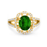 Vintage Style Oval Engagement Ring Round Simulated CZ 925 Sterling Silver