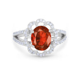 Vintage Style Oval Engagement Ring Round Simulated CZ 925 Sterling Silver