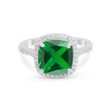 Halo Cushion Cut Engagement Ring Round Simulated Cubic Zirconia 925 Sterling Silver BA1066