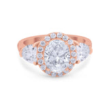 Three Stone Engagement Ring Simulated Cubic Zirconia 925 Sterling Silver BA1067