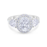 Three Stone Engagement Ring Simulated Cubic Zirconia 925 Sterling Silver BA1067