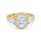 Three Stone Engagement Ring Simulated Cubic Zirconia 925 Sterling Silver BA1067