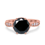 Art Deco Wedding Engagement Bridal Ring Round Simulated Cubic Zirconia 925 Sterling Silver