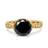 Art Deco Wedding Engagement Bridal Ring Round Simulated Cubic Zirconia 925 Sterling Silver