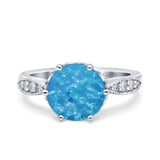 Art Deco Wedding Engagement Bridal Ring Round Simulated Cubic Zirconia 925 Sterling Silver