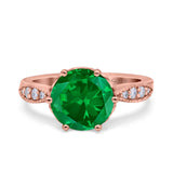 Art Deco Wedding Engagement Bridal Ring Round Simulated Cubic Zirconia 925 Sterling Silver