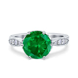 Art Deco Wedding Engagement Bridal Ring Round Simulated Cubic Zirconia 925 Sterling Silver