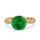 Art Deco Wedding Engagement Bridal Ring Round Simulated Cubic Zirconia 925 Sterling Silver