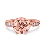 Art Deco Wedding Engagement Bridal Ring Round Simulated Cubic Zirconia 925 Sterling Silver