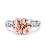 Art Deco Wedding Engagement Bridal Ring Round Simulated Cubic Zirconia 925 Sterling Silver