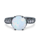 Art Deco Wedding Engagement Bridal Ring Round Simulated Cubic Zirconia 925 Sterling Silver