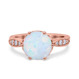 Art Deco Wedding Engagement Bridal Ring Round Simulated Cubic Zirconia 925 Sterling Silver