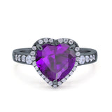 Halo Heart Promise Ring Simulated Cubic Zirconia 925 Sterling Silver