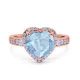 Halo Heart Promise Ring Simulated Cubic Zirconia 925 Sterling Silver