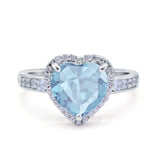 Halo Heart Promise Ring Simulated Cubic Zirconia 925 Sterling Silver