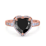 Halo Heart Promise Ring Simulated Cubic Zirconia 925 Sterling Silver
