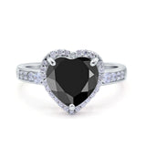 Halo Heart Promise Ring Simulated Cubic Zirconia 925 Sterling Silver