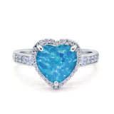 Halo Heart Promise Ring Simulated Cubic Zirconia 925 Sterling Silver