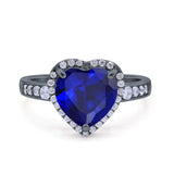 Halo Heart Promise Ring Simulated Cubic Zirconia 925 Sterling Silver