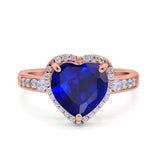 Halo Heart Promise Ring Simulated Cubic Zirconia 925 Sterling Silver