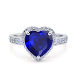 Halo Heart Promise Ring Simulated Cubic Zirconia 925 Sterling Silver