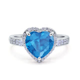 Halo Heart Promise Ring Simulated Cubic Zirconia 925 Sterling Silver