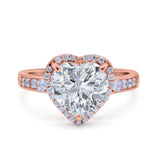Halo Heart Promise Ring Simulated Cubic Zirconia 925 Sterling Silver