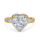 Halo Heart Promise Ring Simulated Cubic Zirconia 925 Sterling Silver