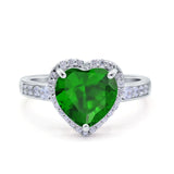 Halo Heart Promise Ring Simulated Cubic Zirconia 925 Sterling Silver