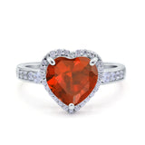 Halo Heart Promise Ring Simulated Cubic Zirconia 925 Sterling Silver