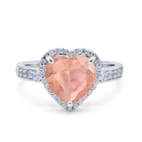 Halo Heart Promise Ring Simulated Cubic Zirconia 925 Sterling Silver
