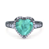 Halo Heart Promise Ring Simulated Cubic Zirconia 925 Sterling Silver