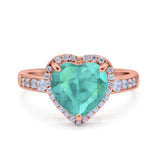 Halo Heart Promise Ring Simulated Cubic Zirconia 925 Sterling Silver