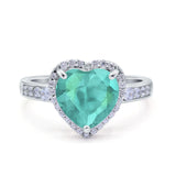 Halo Heart Promise Ring Simulated Cubic Zirconia 925 Sterling Silver