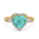 Halo Heart Promise Ring Simulated Cubic Zirconia 925 Sterling Silver