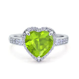 Halo Heart Promise Ring Simulated Cubic Zirconia 925 Sterling Silver