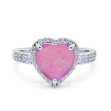 Halo Heart Promise Ring Simulated Cubic Zirconia 925 Sterling Silver