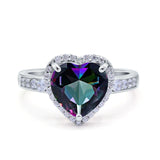 Halo Heart Promise Ring Simulated Cubic Zirconia 925 Sterling Silver