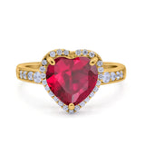Halo Heart Promise Ring Simulated Cubic Zirconia 925 Sterling Silver