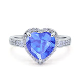 Halo Heart Promise Ring Simulated Cubic Zirconia 925 Sterling Silver