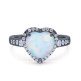 Halo Heart Promise Ring Simulated Cubic Zirconia 925 Sterling Silver