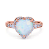 Halo Heart Promise Ring Simulated Cubic Zirconia 925 Sterling Silver