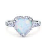 Halo Heart Promise Ring Simulated Cubic Zirconia 925 Sterling Silver