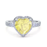 Halo Heart Promise Ring Simulated Cubic Zirconia 925 Sterling Silver