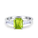 Art Deco Wedding Ring Emerald Cut Simulated Cubic Zirconia 925 Sterling Silver