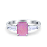 Art Deco Wedding Ring Emerald Cut Simulated Cubic Zirconia 925 Sterling Silver
