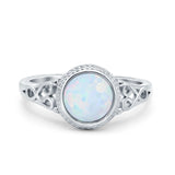 Art Deco Wedding Cubic Zirconia Ring Solitaire Lab Created Opal 925 Sterling Silver