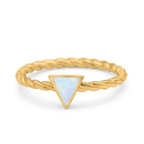Triangle Lab White Opal Braided Cable Solitaire Band Ring 925 Sterling Silver
