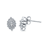 Art Deco Marquise Stud Earrings Simulated Cubic Zirconia 925 Sterling Silver