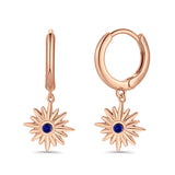 Starburst LeverBack Earrings Hoop Huggie Design Simulated Cubic Zirconia 925 Sterling Silver (40mm)